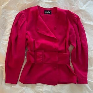 Vintage 70s Jean Muir vibrant fuschia/ hot pink belted top